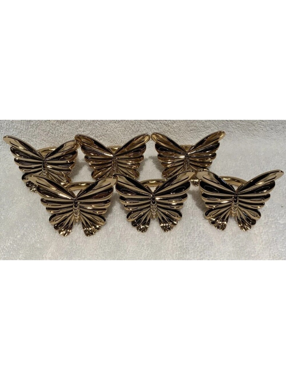 Butterfly Golden Napkin Rings Set of Six - Nicely Detailed